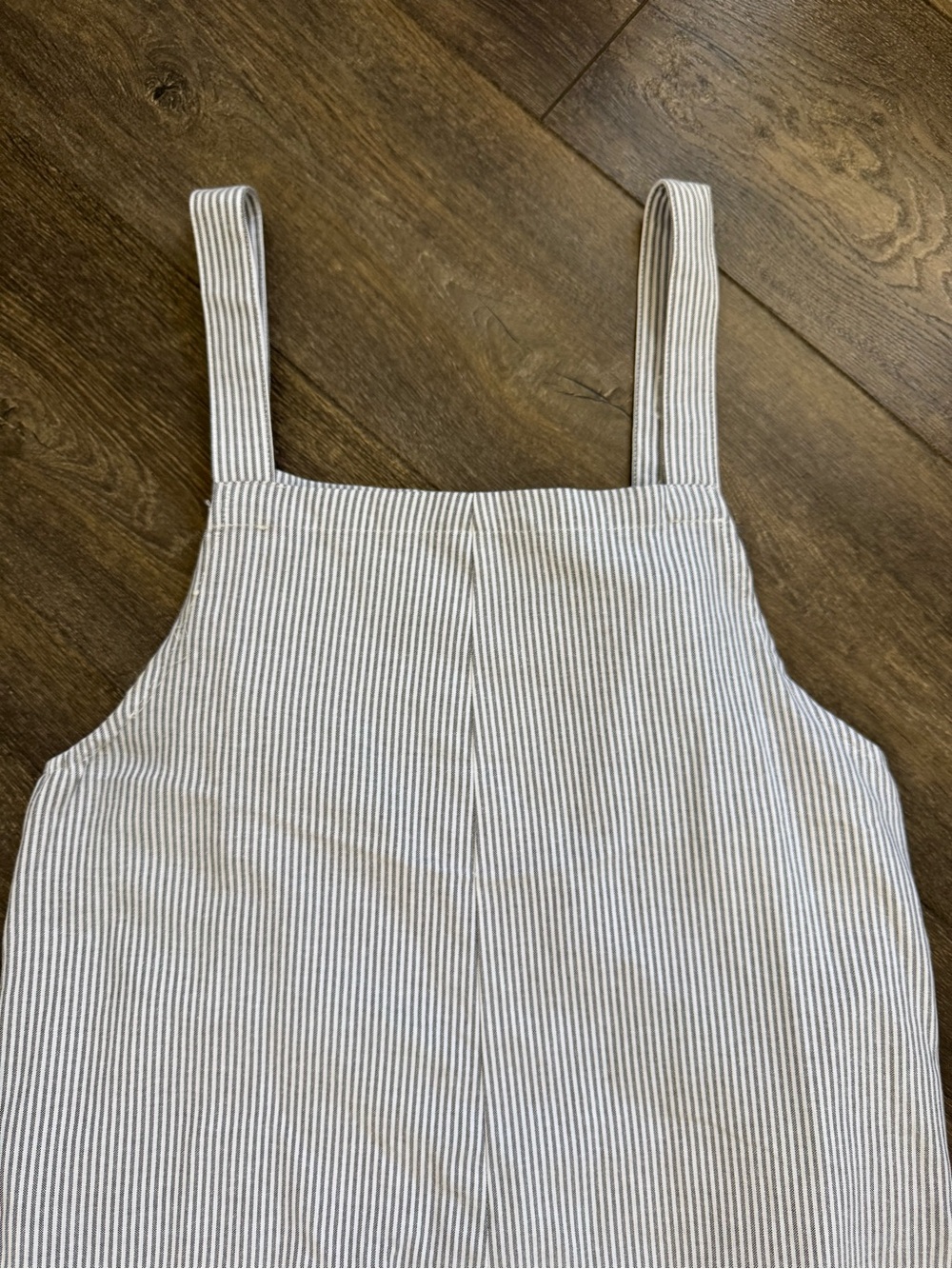 Pretty Garden Blue White Striped Cropped Wide Leg Overall Jumpsuit Cotton Size M - Picture 11 of 12